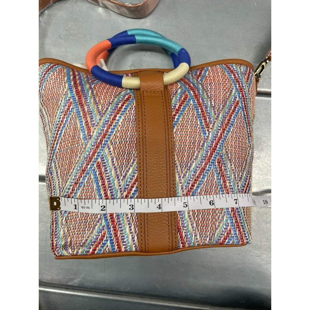 Hobo Luna Small Tote Bag Sunset Raffia‎ Hand Bag Shoulder Leather Trim